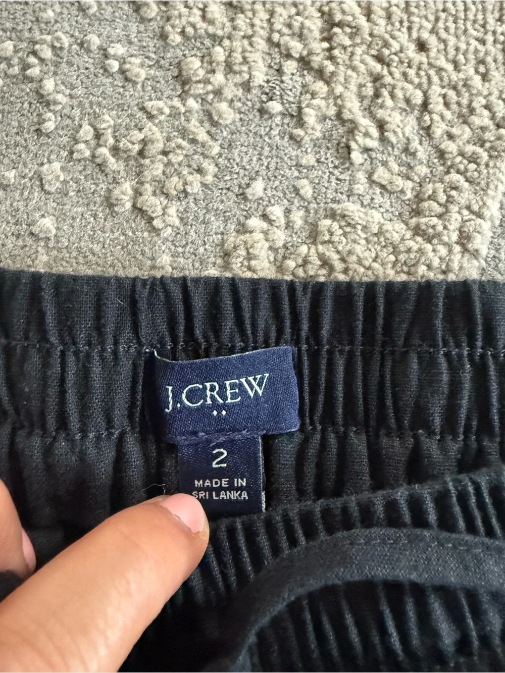 J. Crew Black linen cotton Pants pull on high rise drawstring cuffed size 2